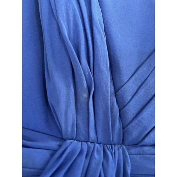 Badgley Mischka Dress Blue Floor Length Silk Sz 4 Draped Black Tie Gown - Picture 9 of 9